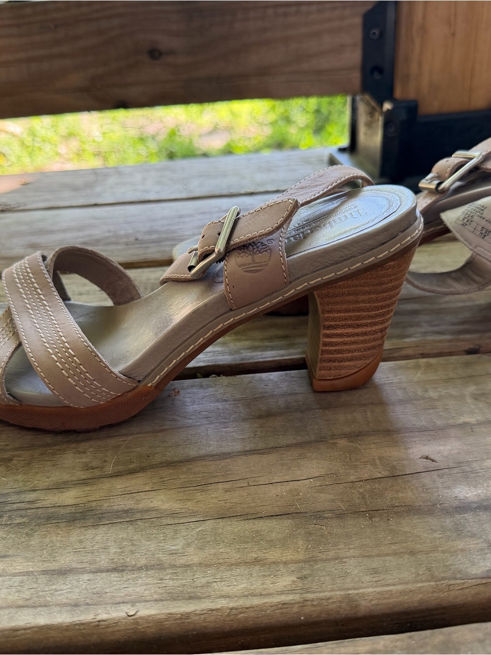 Timberland Women’s Taupe Strappy Buckle Heels Size 7.5 - Picture 7 of 9
